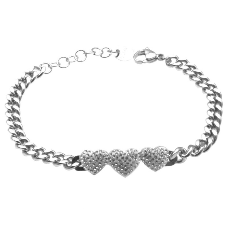 bracciale donna con cuoricini in acciaio