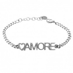 bracciale donna con scritta amore in acciaio