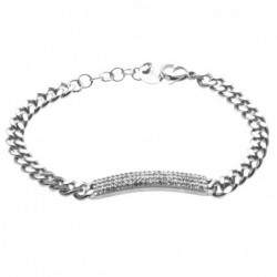 bracciale donna con piastra con strass in acciaio