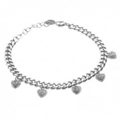 bracciale donna con cuoricini in acciaio