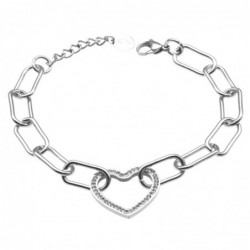 bracciale donna con cuore in acciaio