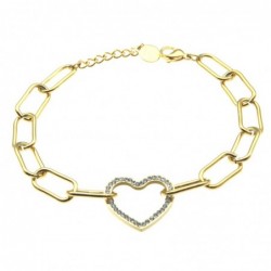 bracciale donna con cuore in acciaio dorato