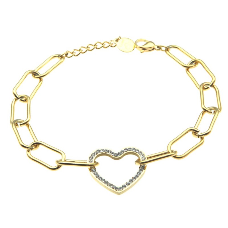 bracciale donna con cuore in acciaio dorato