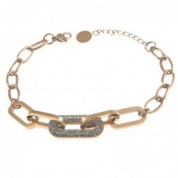 bracciale donna acciaio ramato e strass