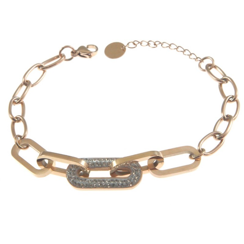 bracciale donna acciaio ramato e strass