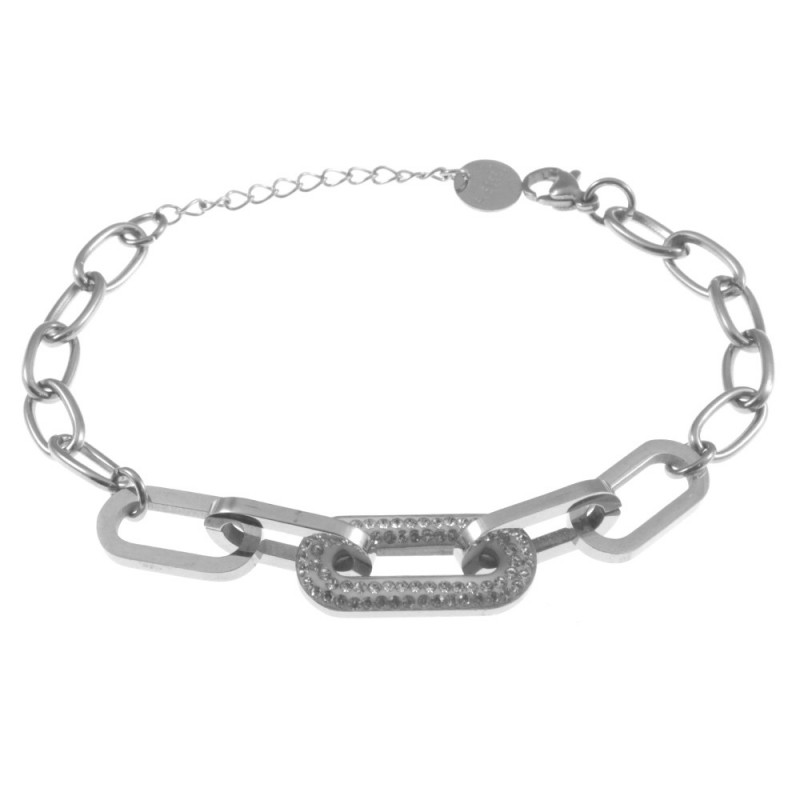 bracciale donna acciaio e strass