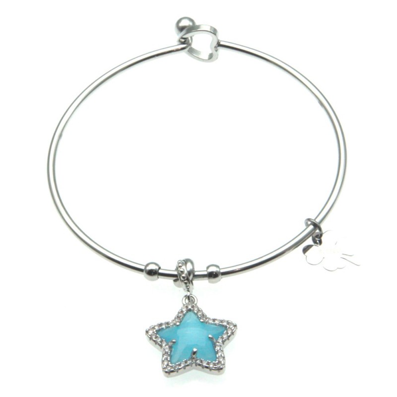 bracciale donna rigido con stellina e cuoricino
