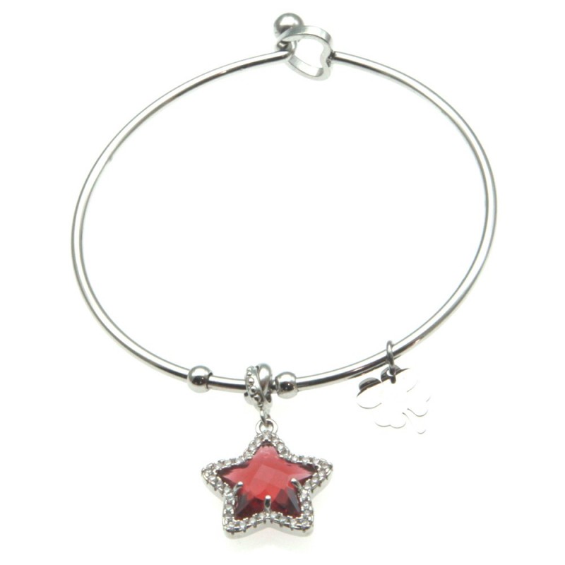 bracciale donna rigido con stellina e cuoricino