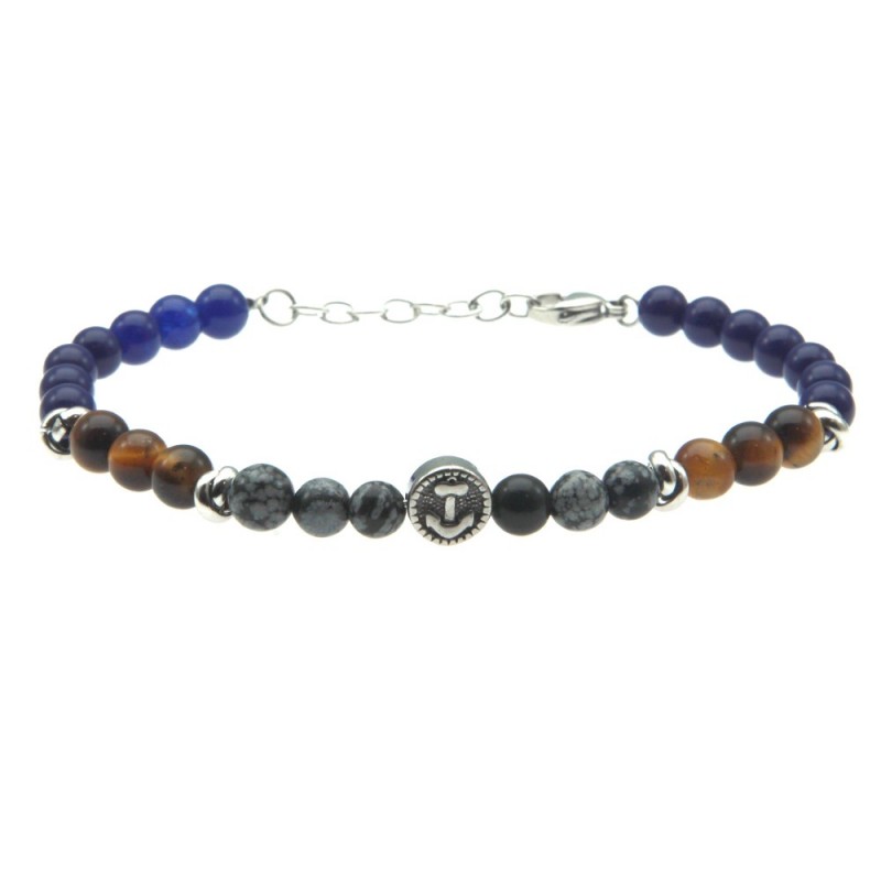 bracciale ancora uomo pietre dure e acciaio