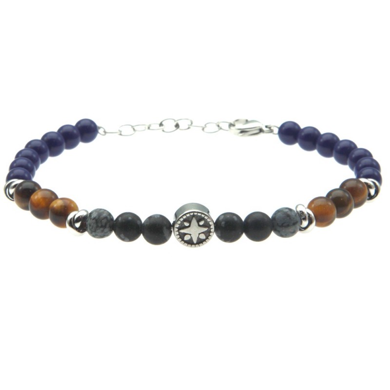 bracciale rosa dei venti uomo pietre dure e acciaio