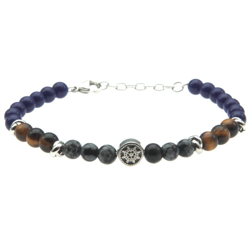 bracciale timone uomo pietre dure e acciaio