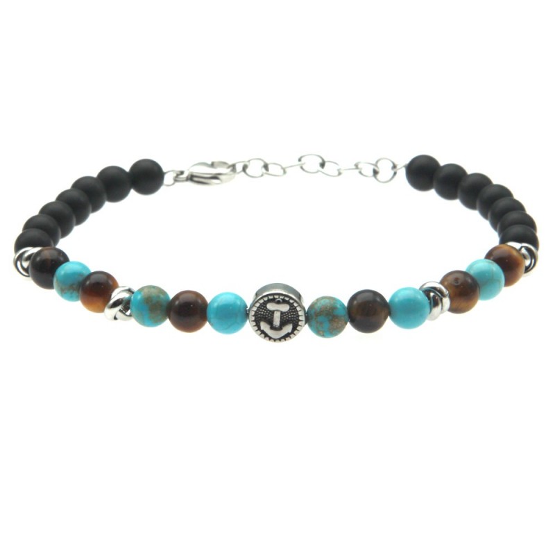 bracciale ancora uomo pietre dure e acciaio