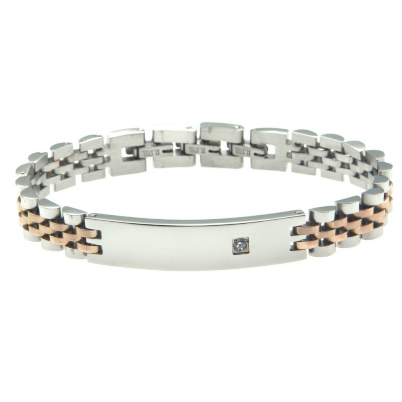 bracciale uomo acciaio maglia jubilee con piastra