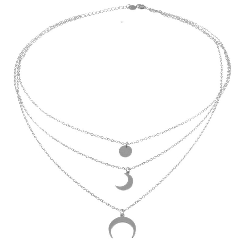 collana donna con lune multifili in acciaio