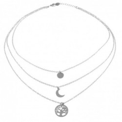 collana donna con albero della vita e luna multifili in acciaio