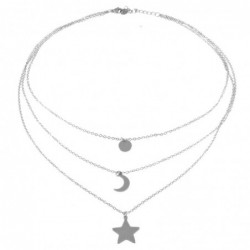 collana donna con stellina e luna multifili in acciaio