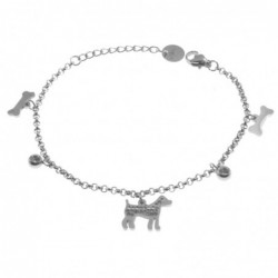 bracciale donna con cane e osso in acciaio