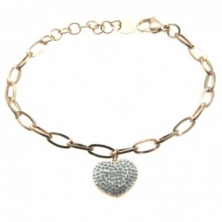 bracciale donna cuore acciaio ramato e strass