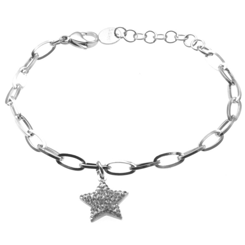 bracciale donna stella acciaio e strass