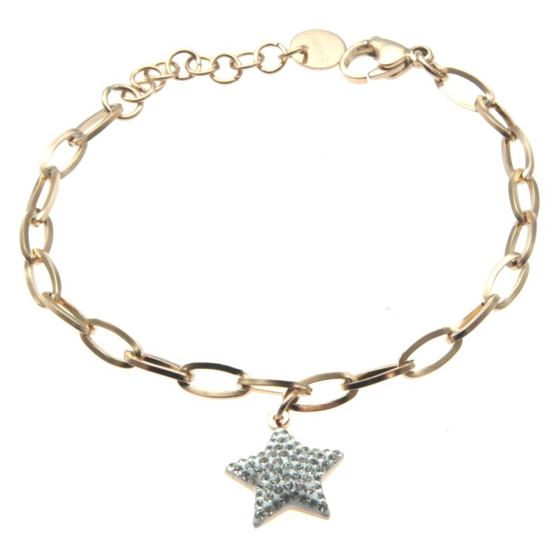 bracciale donna stella acciaio ramato e strass