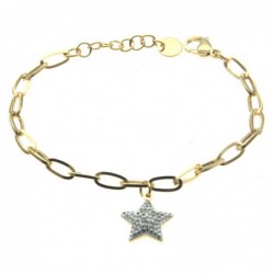 bracciale donna stella acciaio dorato e strass