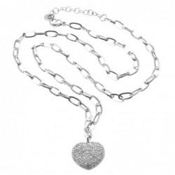 collana donna cuore acciaio strass
