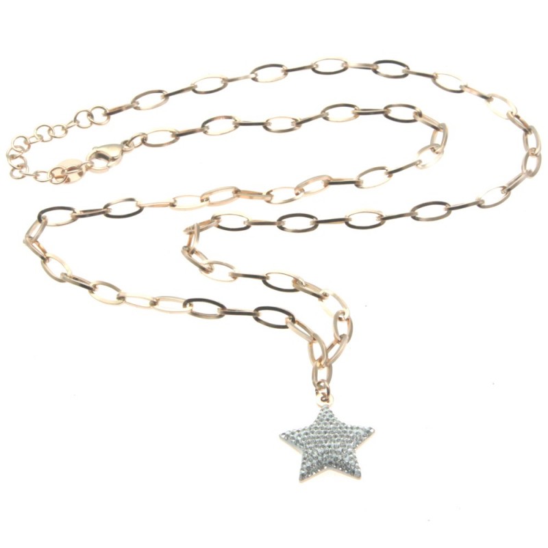 collana donna stella acciaio ramato e strass