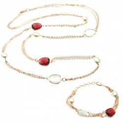 parure donna collana e bracciale in bronzo perle e cristalli