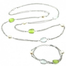 parure donna collana e bracciale in bronzo perle e cristalli