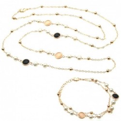 parure donna collana e bracciale in bronzo perle e cristalli