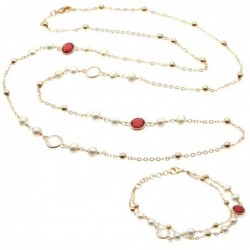 parure donna collana e bracciale in bronzo perle e cristalli