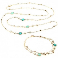 parure donna collana e bracciale in bronzo perle e cristalli