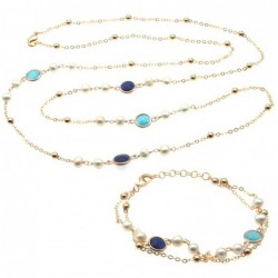 parure donna collana e bracciale in bronzo perle e cristalli