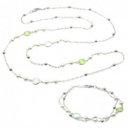 parure donna collana e bracciale in bronzo perle e cristalli