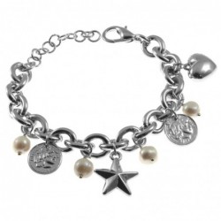 bracciale donna cuore stella moente e perle