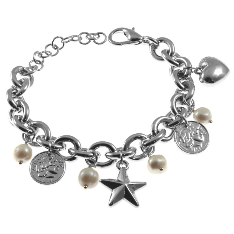 bracciale donna cuore stella moente e perle
