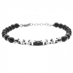 bracciale uomo pietre con piastra in acciaio