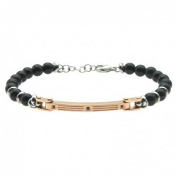 bracciale uomo pietre con piastra in acciaio