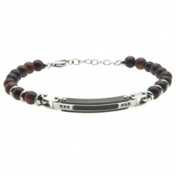bracciale uomo pietre con piastra in acciaio