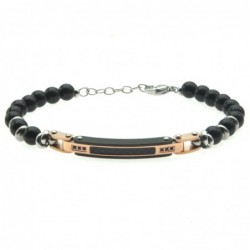 bracciale uomo pietre con piastra in acciaio