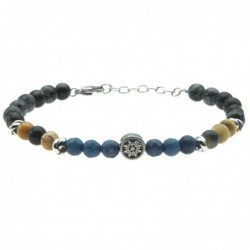bracciale uomo con timone pietre e acciaio
