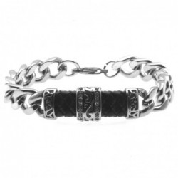 bracciale uomo grumetta pelle acciaio e strass