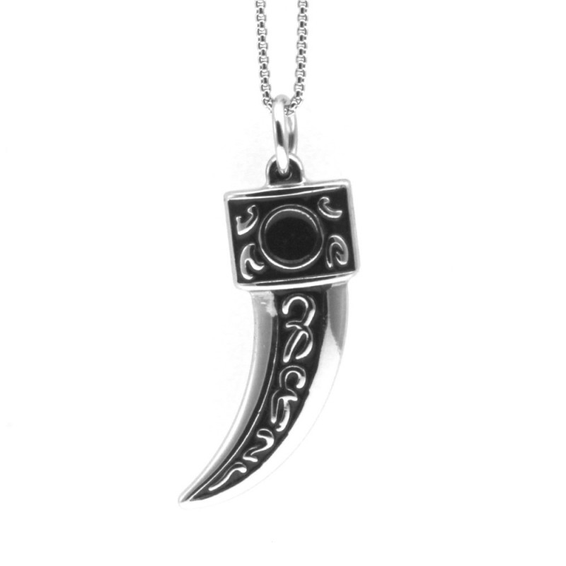collana con corno in stile massone acciaio