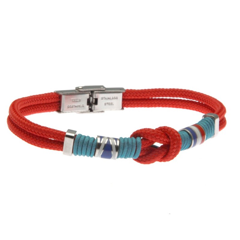 bracciale uomo nodo marino in cordoncino e acciaio