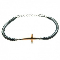 bracciale con croce uomo in acciaio