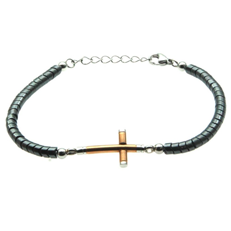 bracciale con croce uomo in acciaio