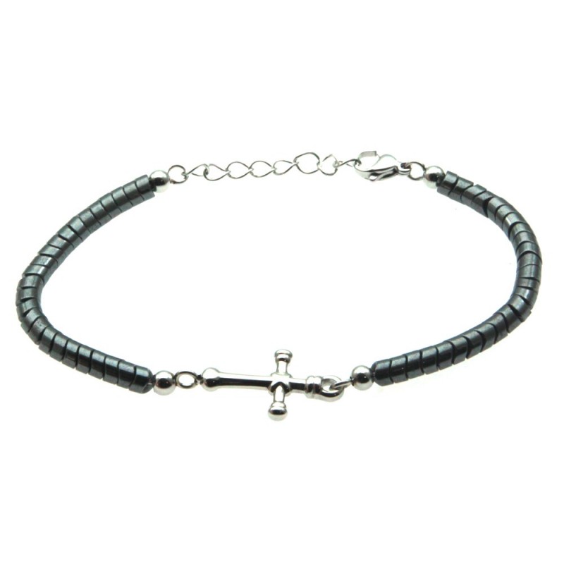 bracciale con croce uomo in acciaio