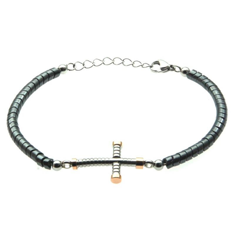 bracciale con croce uomo in acciaio