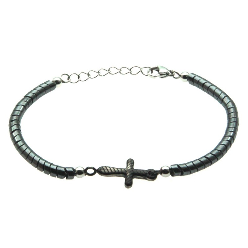 bracciale con croce uomo in acciaio