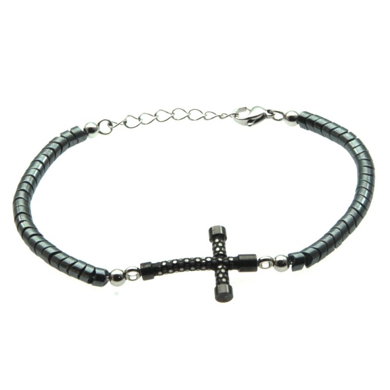 bracciale con croce uomo in acciaio
